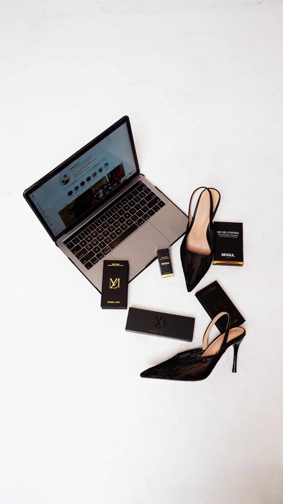 Luxury beauty brand flat lay